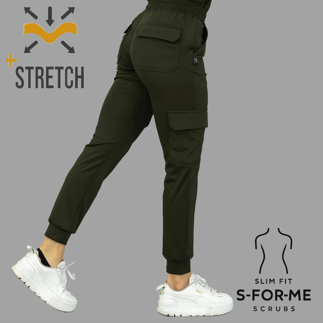 Women's Jogger Pants 910 Olive Green, Super Stretch Scrubs