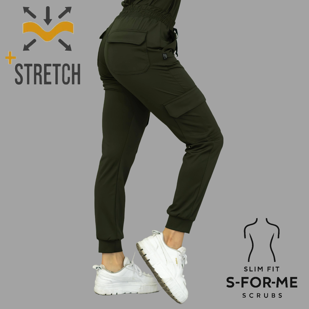 Women's Jogger Pants 910 Olive Green, Super Stretch Scrubs
