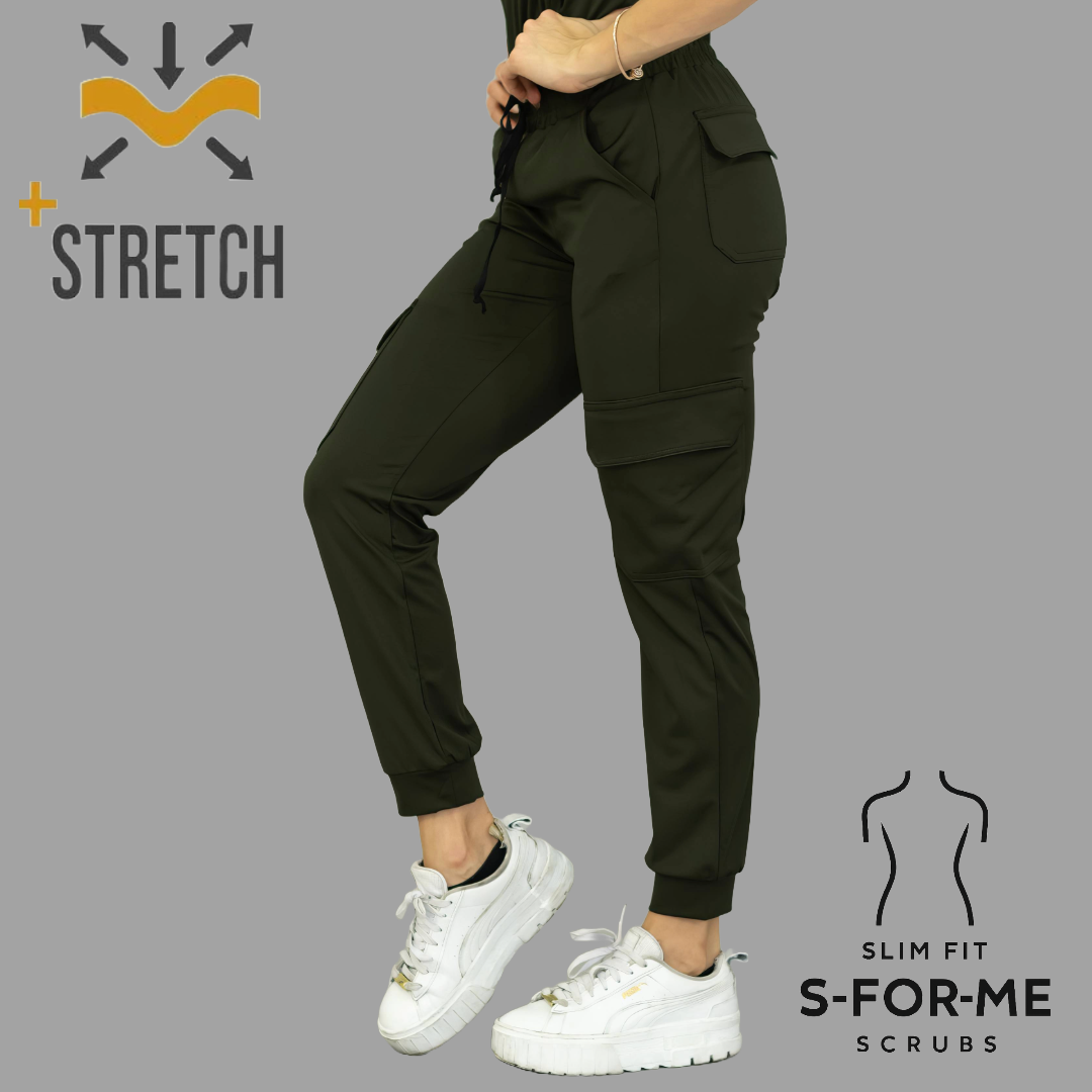 Women's Jogger Pants 910 Olive Green, Super Stretch Scrubs