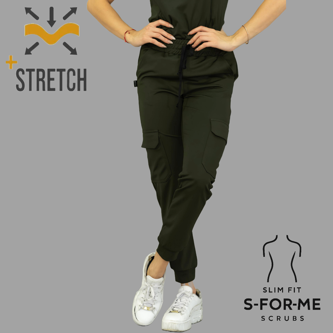 Women's Jogger Pants 910 Olive Green, Super Stretch Scrubs