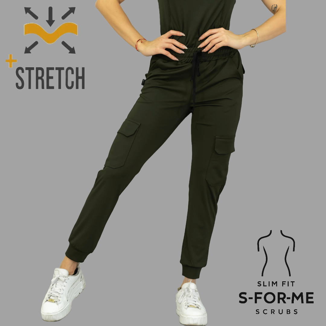 Women's Jogger Pants 910 Olive Green, Super Stretch Scrubs