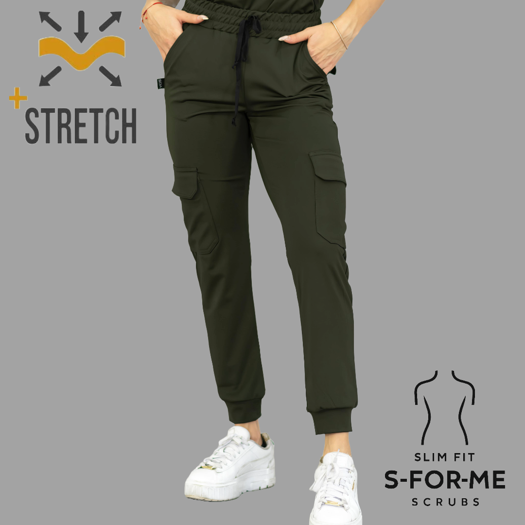 Women's Jogger Pants 910 Olive Green, Super Stretch Scrubs