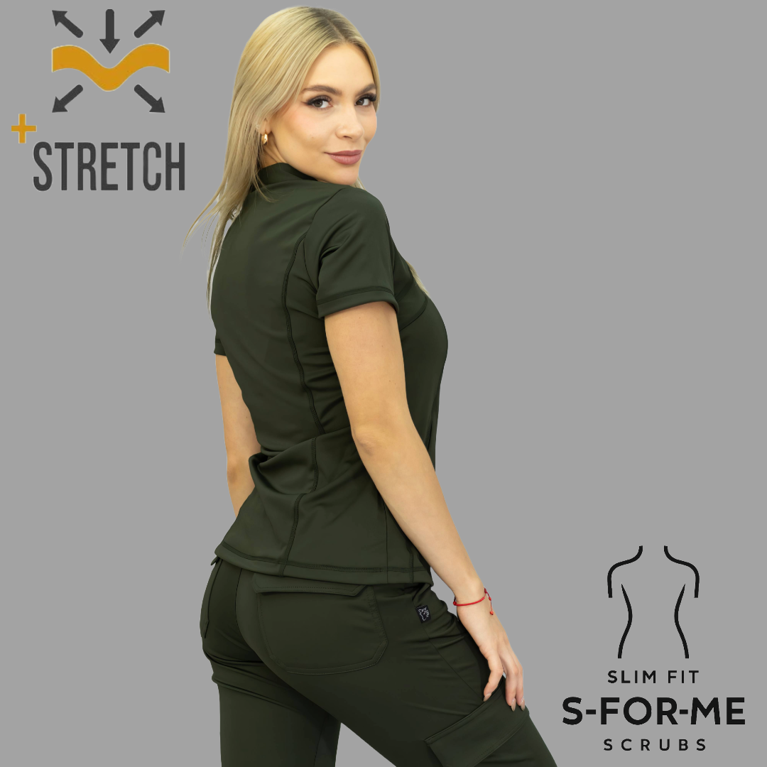 Women's Top 910 Olive Green, Super Stretch Scrubs