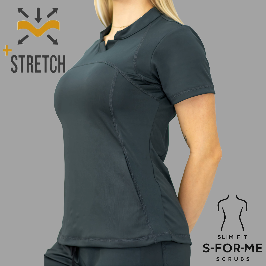 Women's Top 910 Oxford Gray, Super Stretch Scrubs