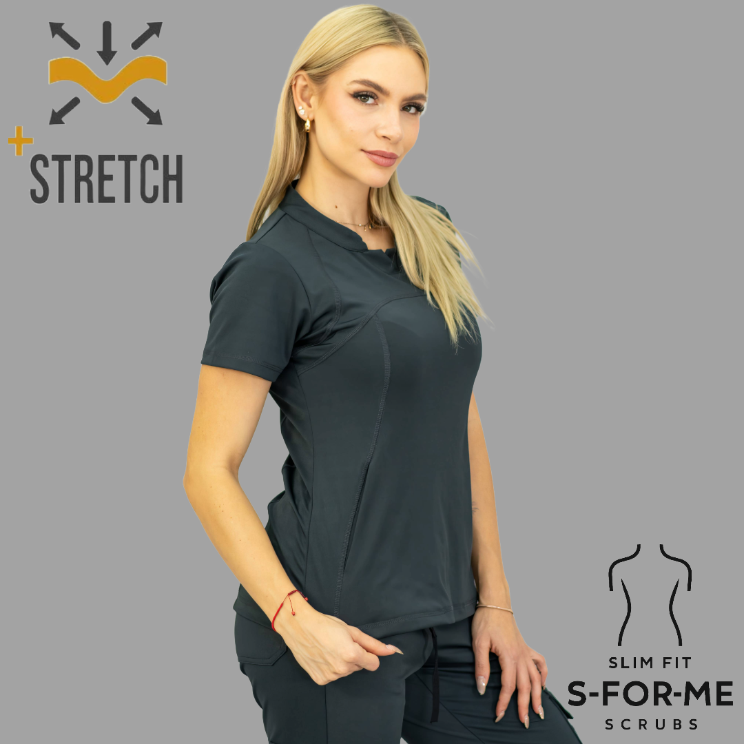 Women's Top 910 Oxford Gray, Super Stretch Scrubs
