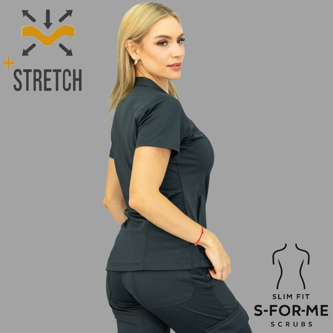 Women's Top 910 Oxford Gray, Super Stretch Scrubs