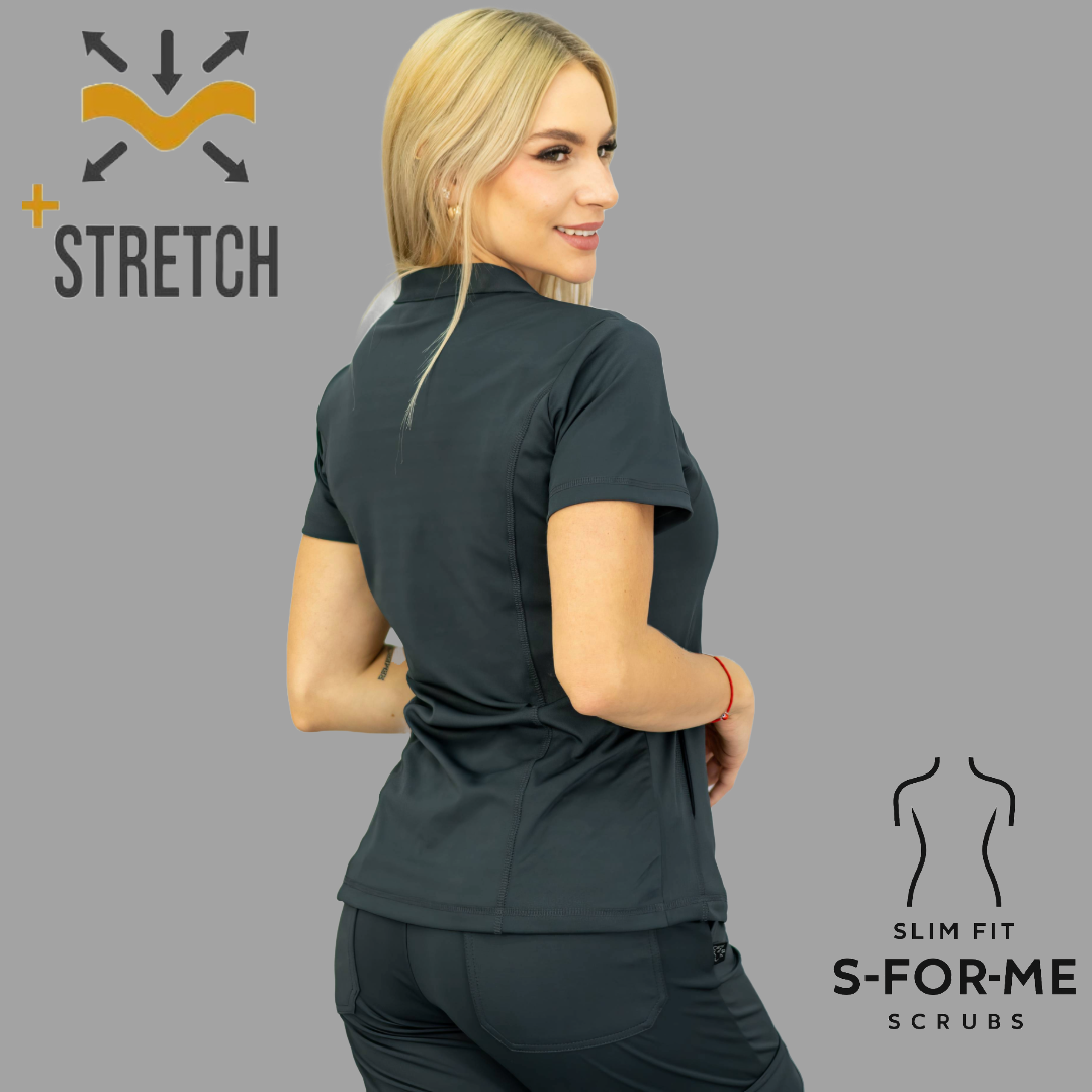 Women's Top 910 Oxford Gray, Super Stretch Scrubs