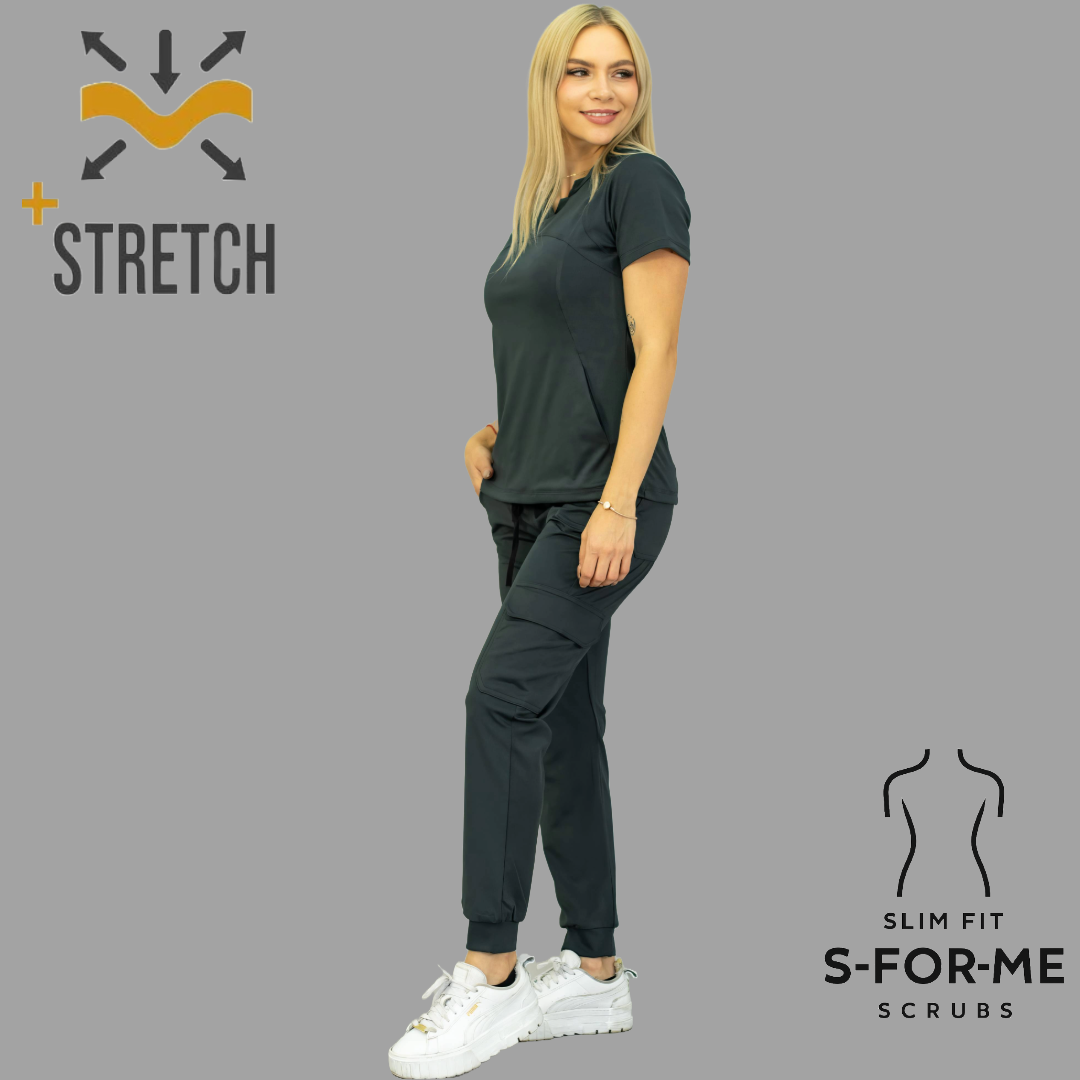Women's Top 910 Oxford Gray, Super Stretch Scrubs