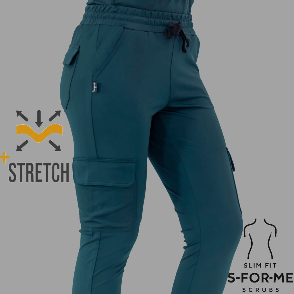 Close-up of Women’s Pants 910 Airforce Blue scrub pants with drawstring waist and cargo pocket