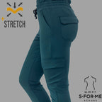 Close-up of Women’s Airforce Blue scrub pants showing side cargo pocket and rear pocket detail