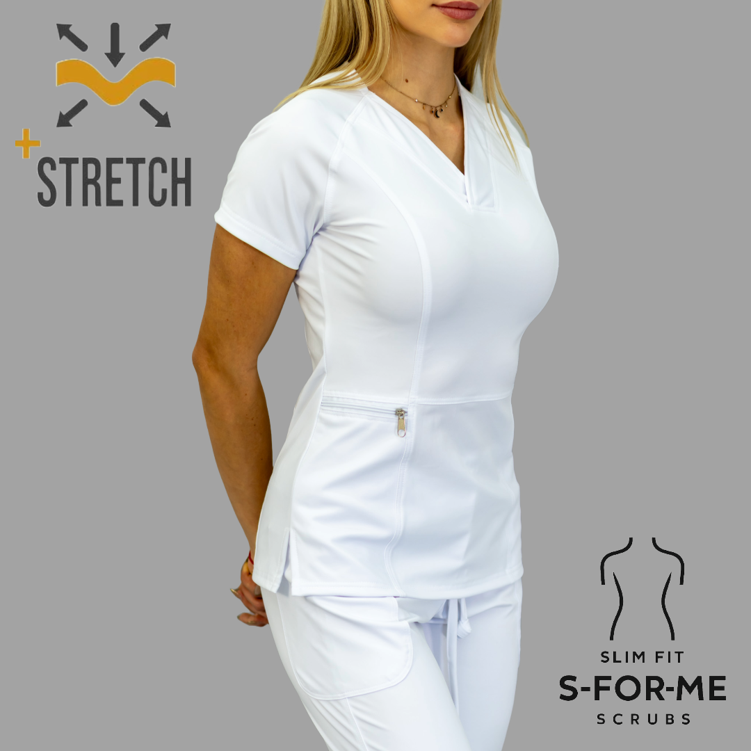 Women's Top 902 White Super Stretch Scrubs