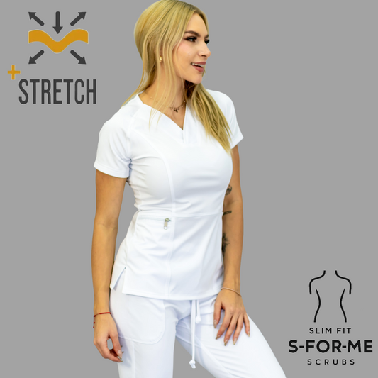 Women's Top 902 White Super Stretch Scrubs