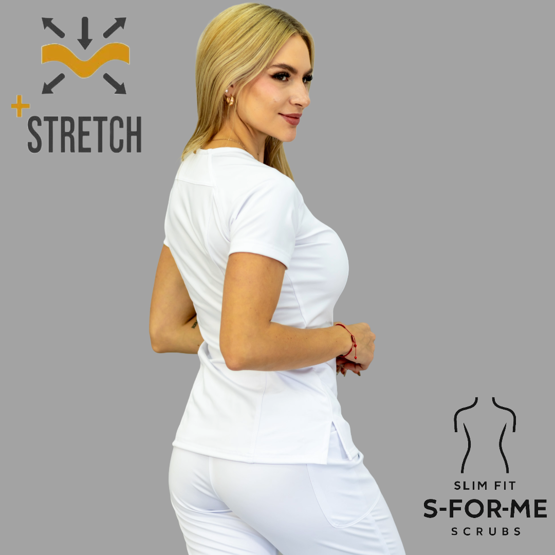 Women's Top 902 White Super Stretch Scrubs