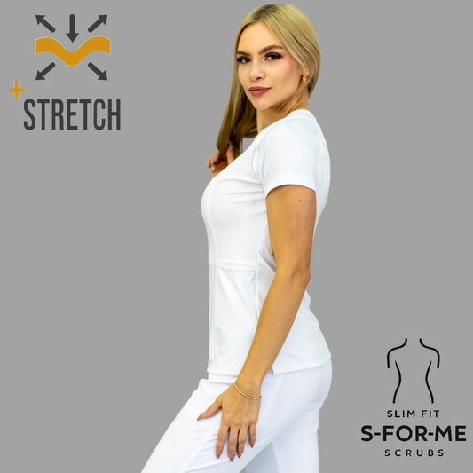 Women's Top 902 White Super Stretch Scrubs