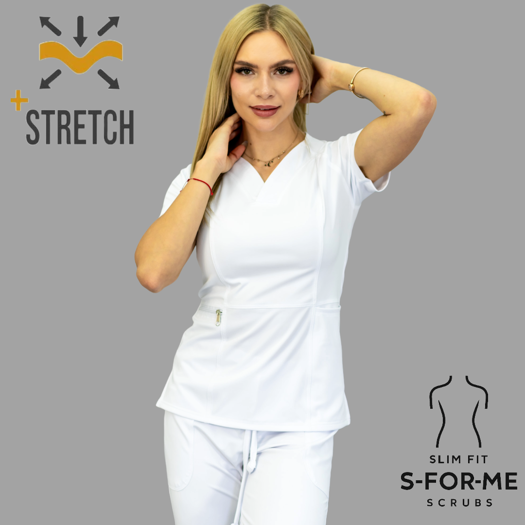 Women's Top 902 White Super Stretch Scrubs