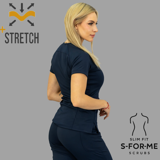 Women's Top 902 Navy Blue Super Stretch Scrubs