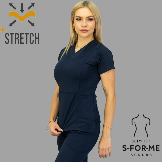 Women's Top 902 Navy Blue Super Stretch Scrubs
