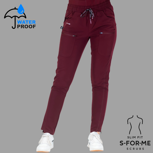 Women’s Waterproof Burgundy Pants, Scrubs Style 300