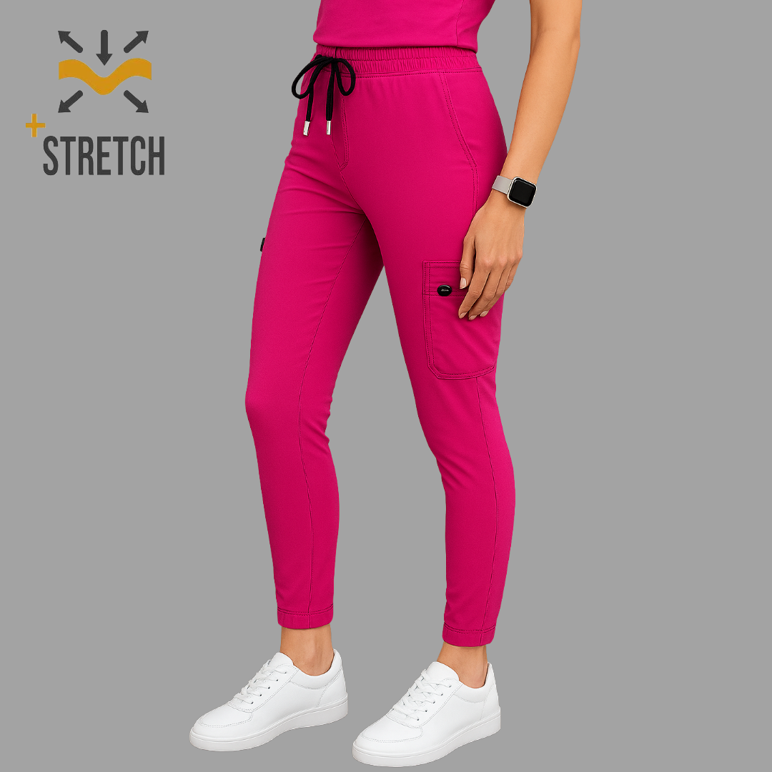 Unisex Relaxed Unisex Jogger 901 Hot Pink, Super Stretch Scrubs
