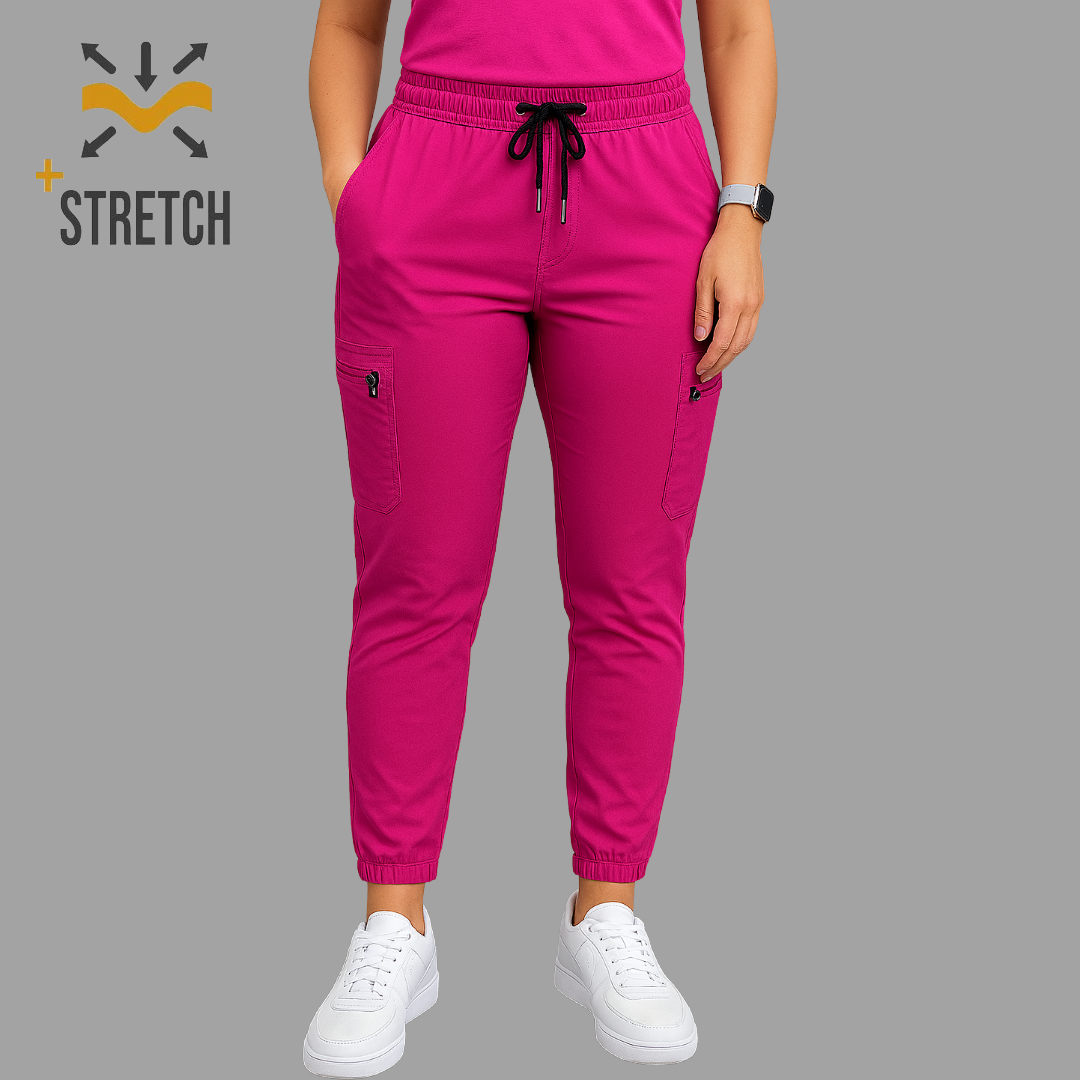 Unisex Relaxed Unisex Jogger 901 Hot Pink, Super Stretch Scrubs