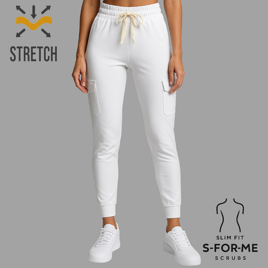 Women's Jogger Pants 910 White, Super Stretch Scrubs