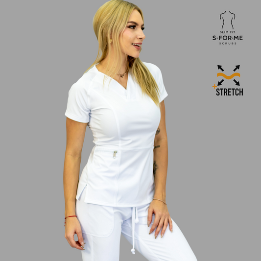 Women's Top 902 White Super Stretch Scrubs