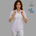 Women's Alviero White 3/4 Sleeve Zip Scrub Top