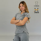 Women's Style 905 Super Stretch Scrub Top - Heather Gray