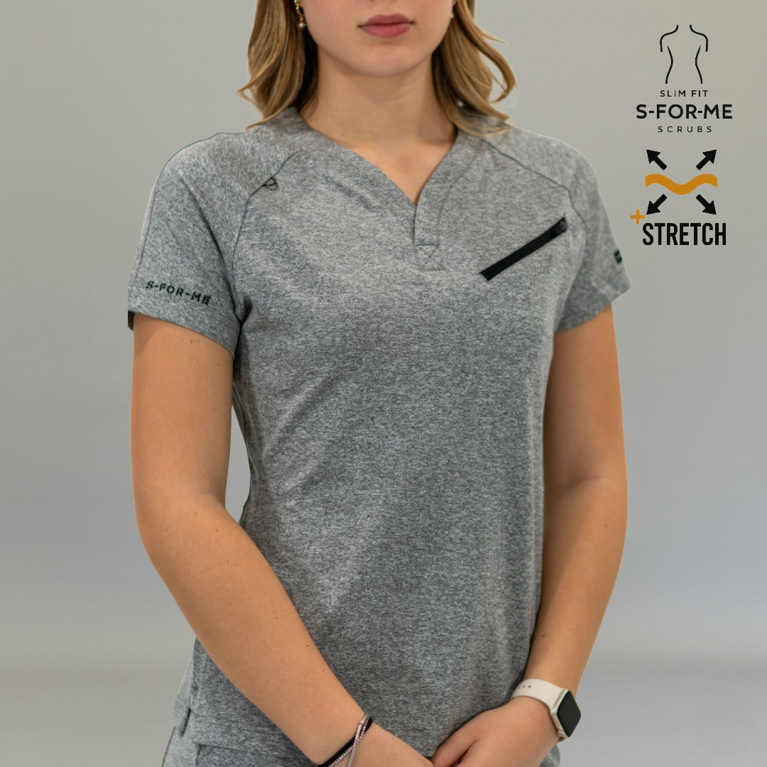 Women's Style 905 Super Stretch Scrub Top - Heather Gray