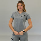 Women's Style 905 Super Stretch Scrub Top - Heather Gray