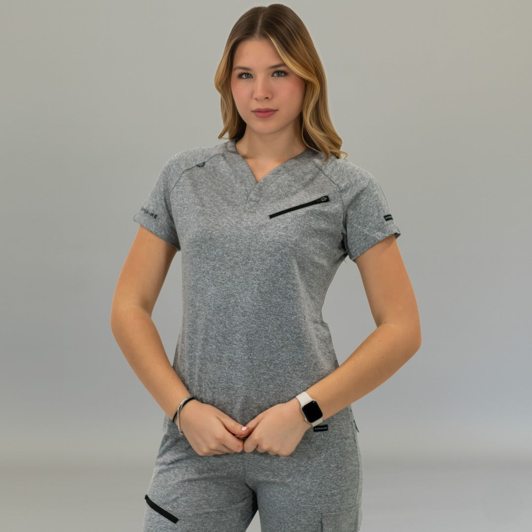Women's Style 905 Super Stretch Scrub Top - Heather Gray
