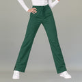 Women's bottle green lightweight scrub pants 502 front view with drawstring waist and side slit hem — S-FOR-ME fluid-resistant medical uniform