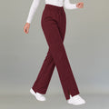 Women's maroon lightweight scrub pants 502 front view with drawstring waist and cargo pocket — S-FOR-ME fluid-resistant medical uniform