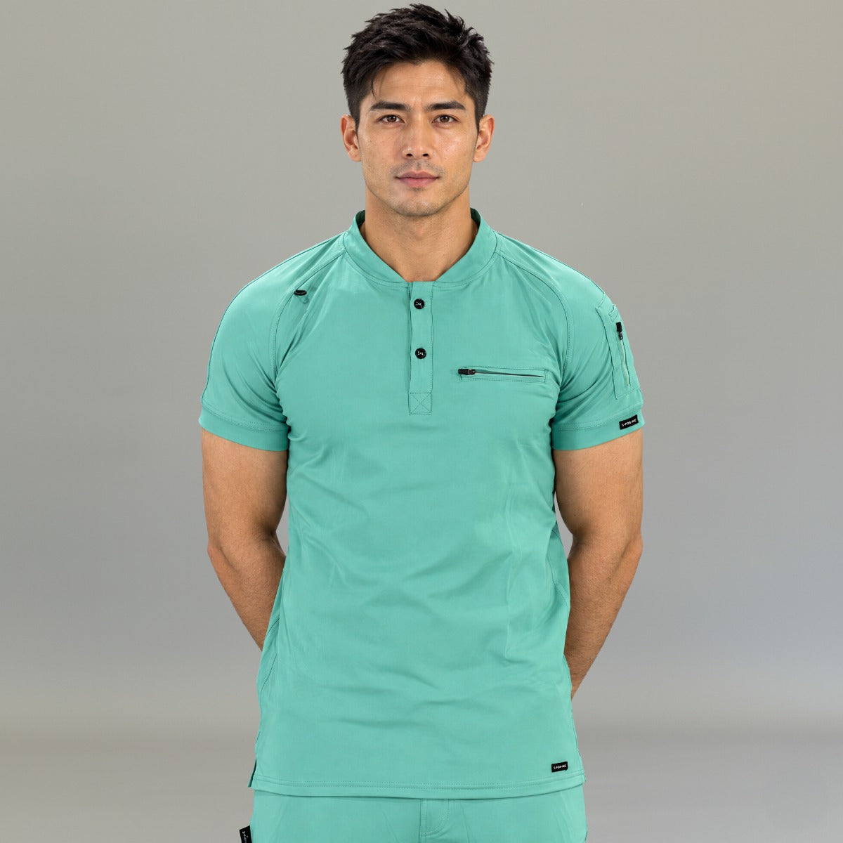 Brook Green men’s medical scrub top, product view