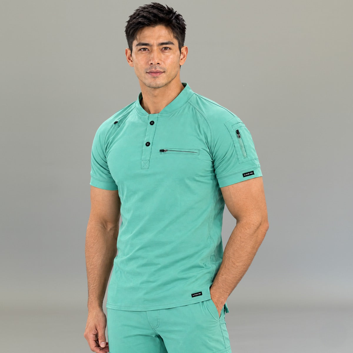 Men’s 901 Brook Green super-stretch scrub top by S-FOR-ME Scrubs