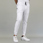 Men’s 901 white super stretch scrub jogger pants front view by S-FORME