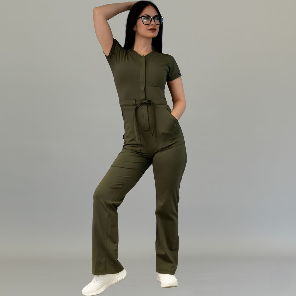 Women’s Style 945 Olive Green Super Stretch Scrub Jumpsuit