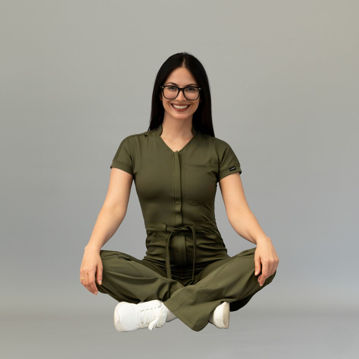 Women’s Style 945 Olive Green Super Stretch Scrub Jumpsuit