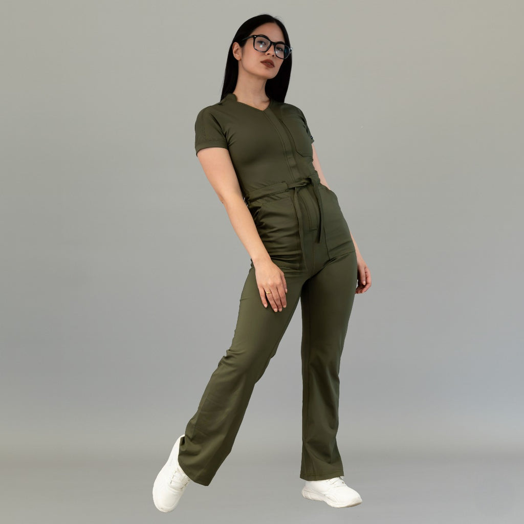 Women’s Style 945 Olive Green Super Stretch Scrub Jumpsuit