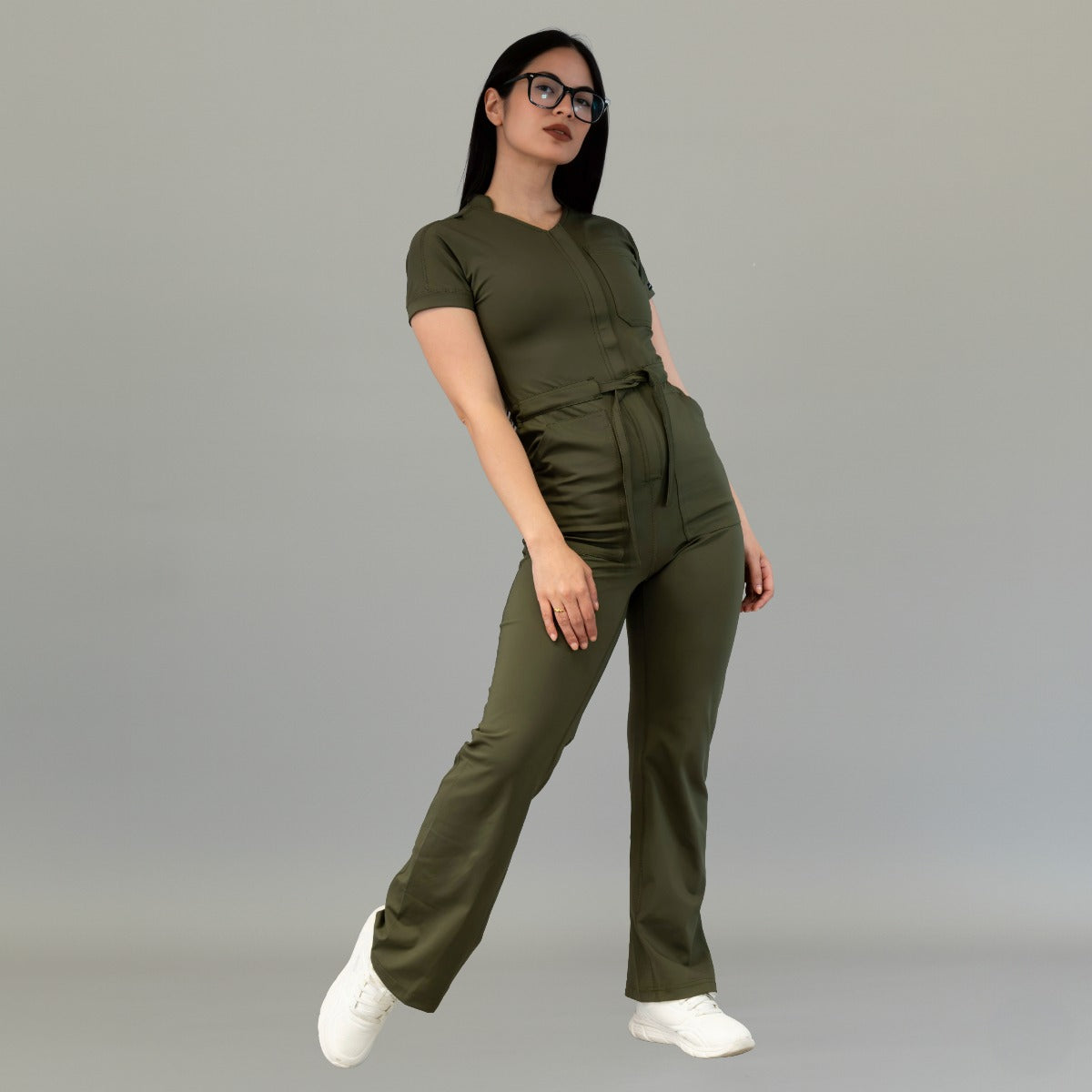 Women’s Style 945 Olive Green Super Stretch Scrub Jumpsuit