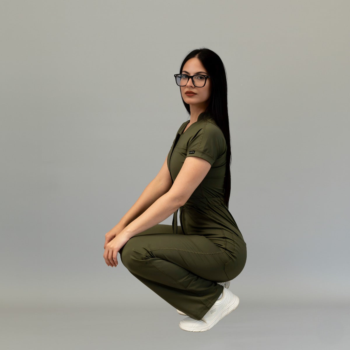 Women’s Style 945 Olive Green Super Stretch Scrub Jumpsuit