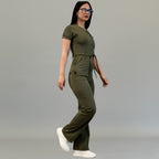 Women’s Style 945 Olive Green Super Stretch Scrub Jumpsuit