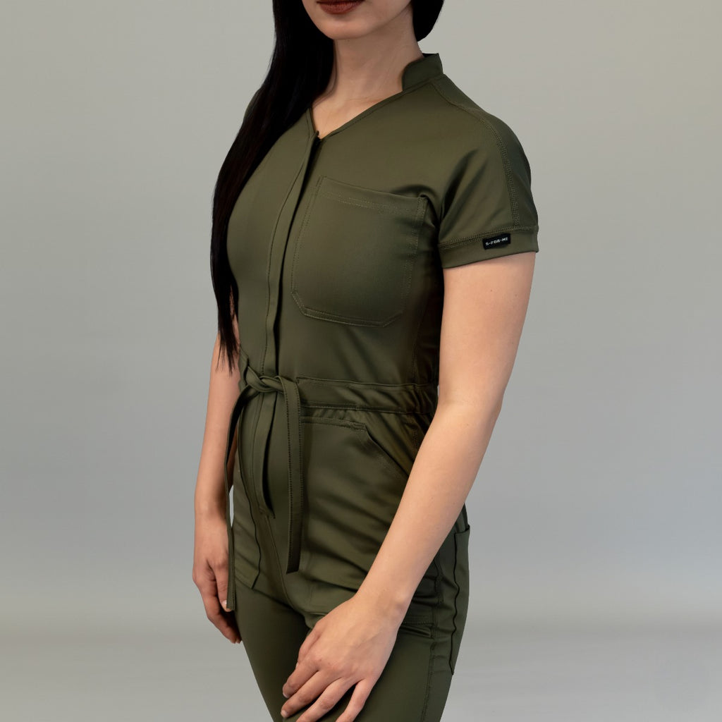 Women’s Style 945 Olive Green Super Stretch Scrub Jumpsuit