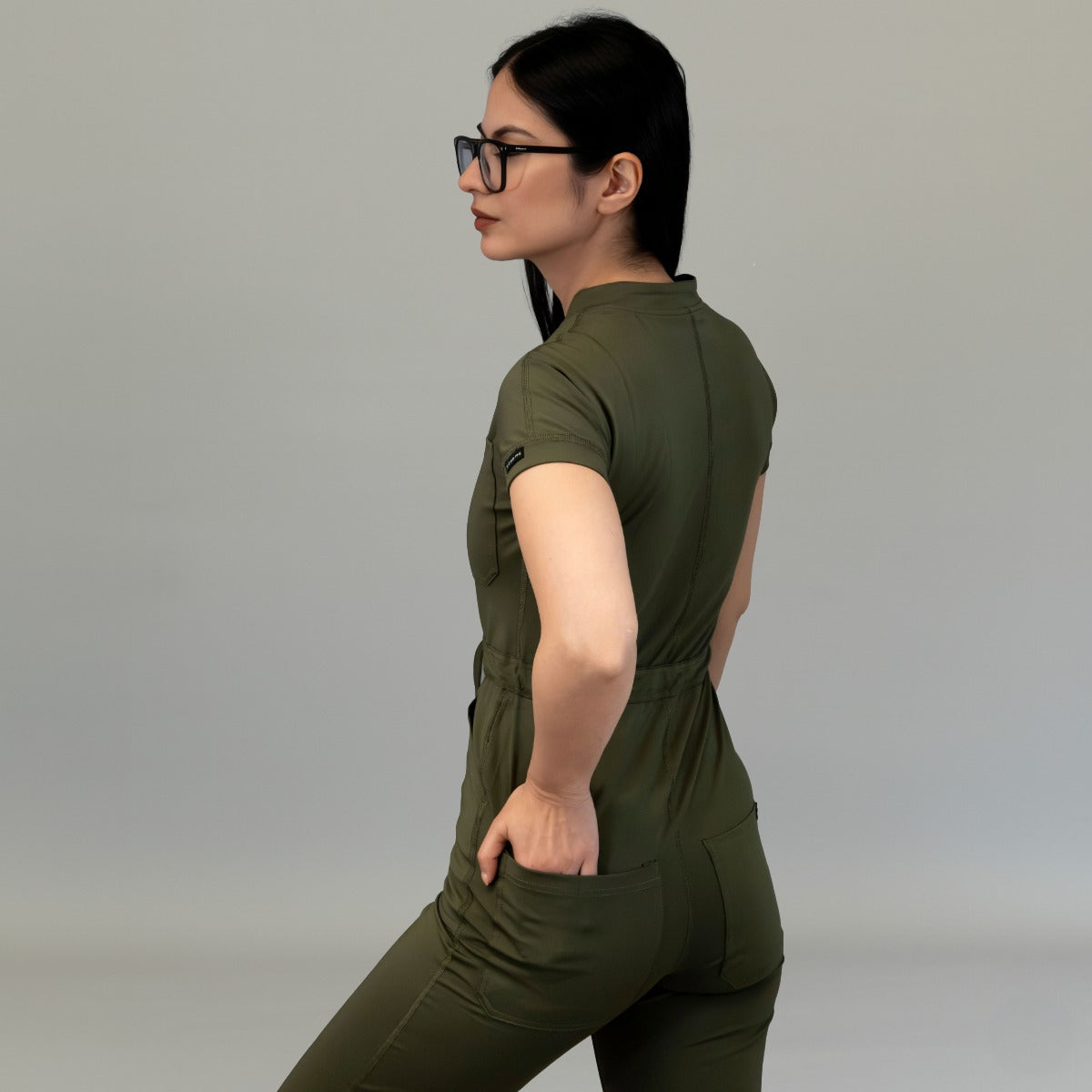 Women’s Style 945 Olive Green Super Stretch Scrub Jumpsuit
