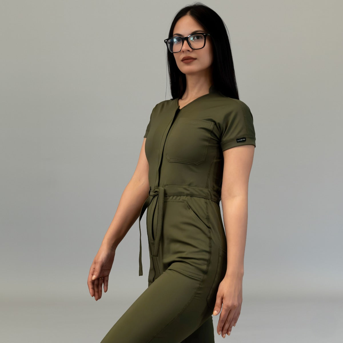 Women’s Style 945 Olive Green Super Stretch Scrub Jumpsuit