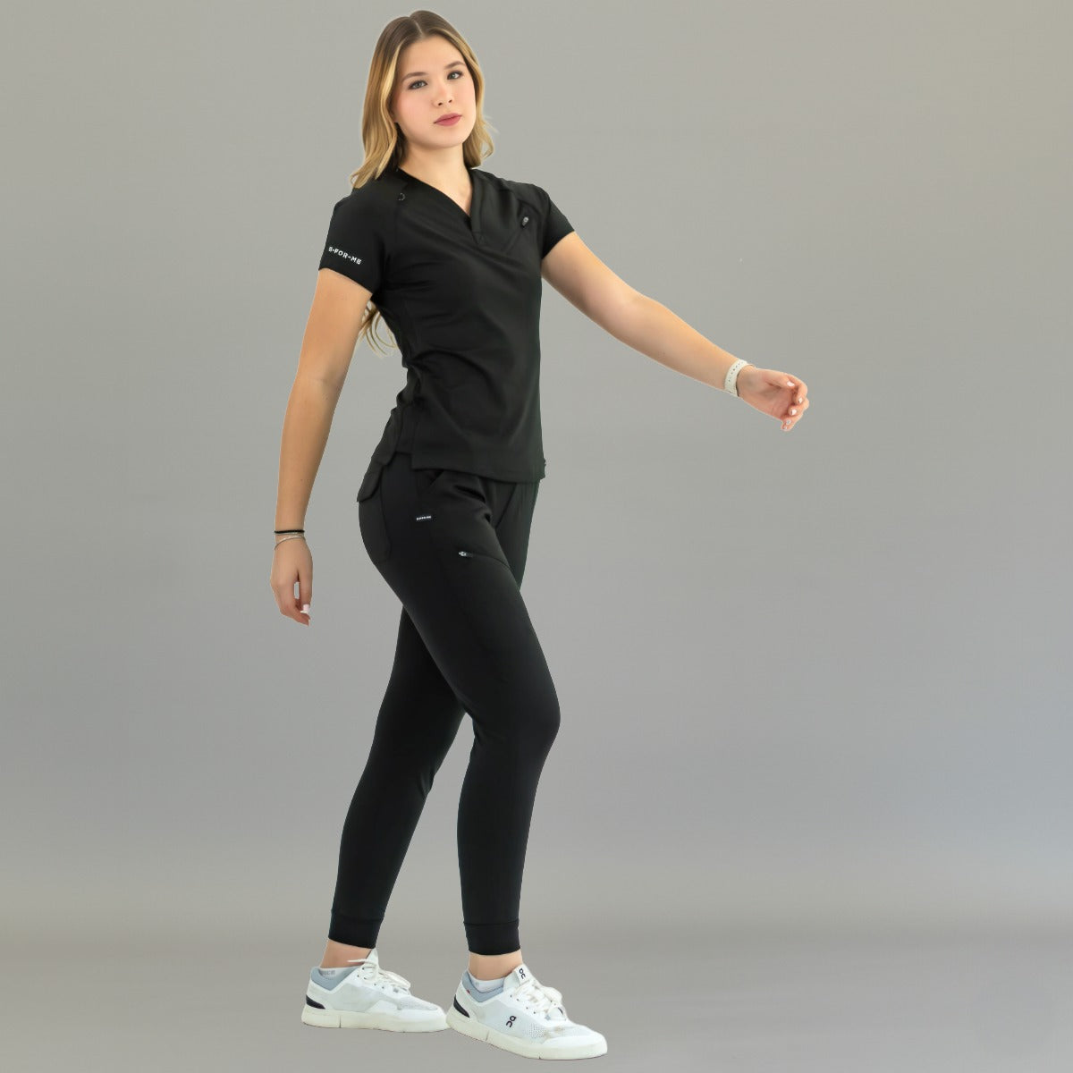 Women's Top 905 Black, Super Stretch Scrubs