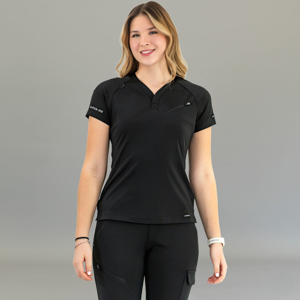 Women's Top 905 Black, Super Stretch Scrubs