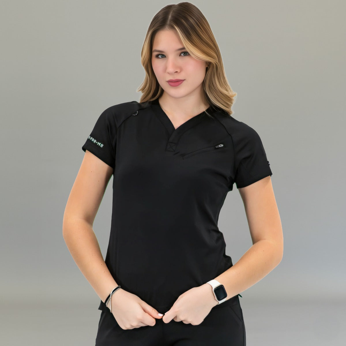 Women's Top 905 Black, Super Stretch Scrubs