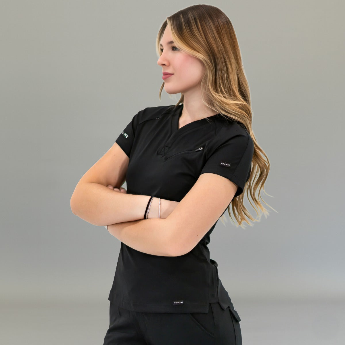 Women's Top 905 Black, Super Stretch Scrubs