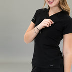 Women's Top 905 Black, Super Stretch Scrubs